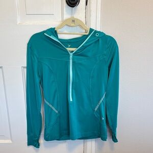 Teal Hooded Pullover with Zipper